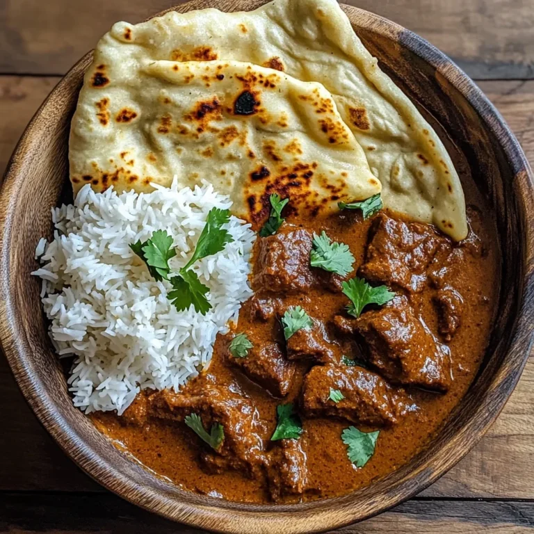 Beef Coconut Curry with Fragrant Rice and Warm Naan