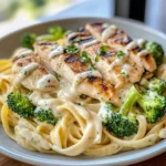 Creamy Chicken Alfredo Fettuccine with Broccoli