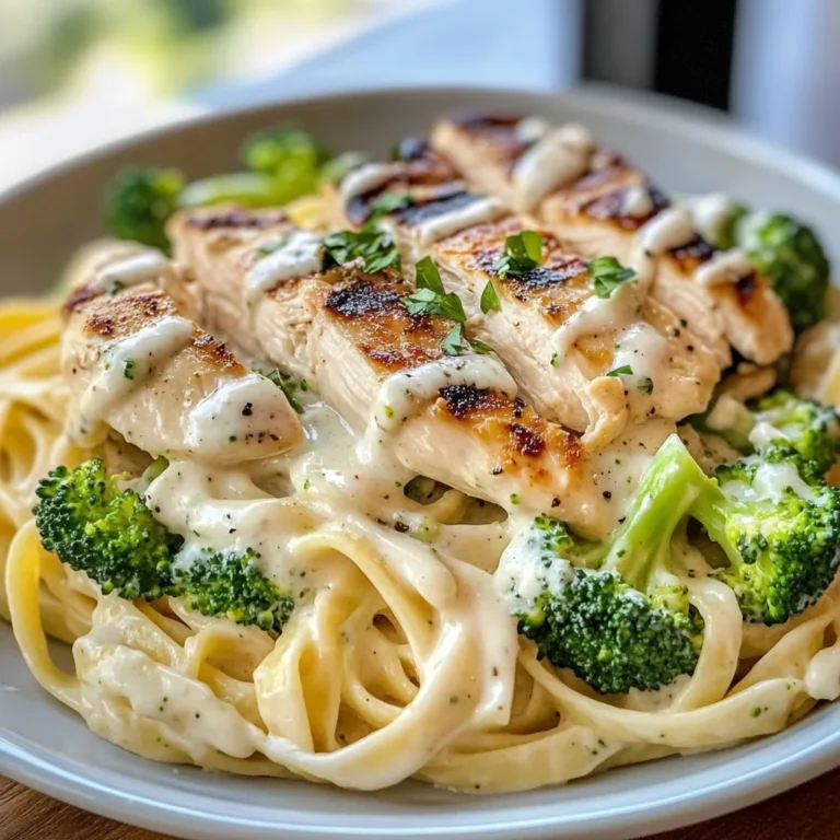 Creamy Chicken Alfredo Fettuccine with Broccoli