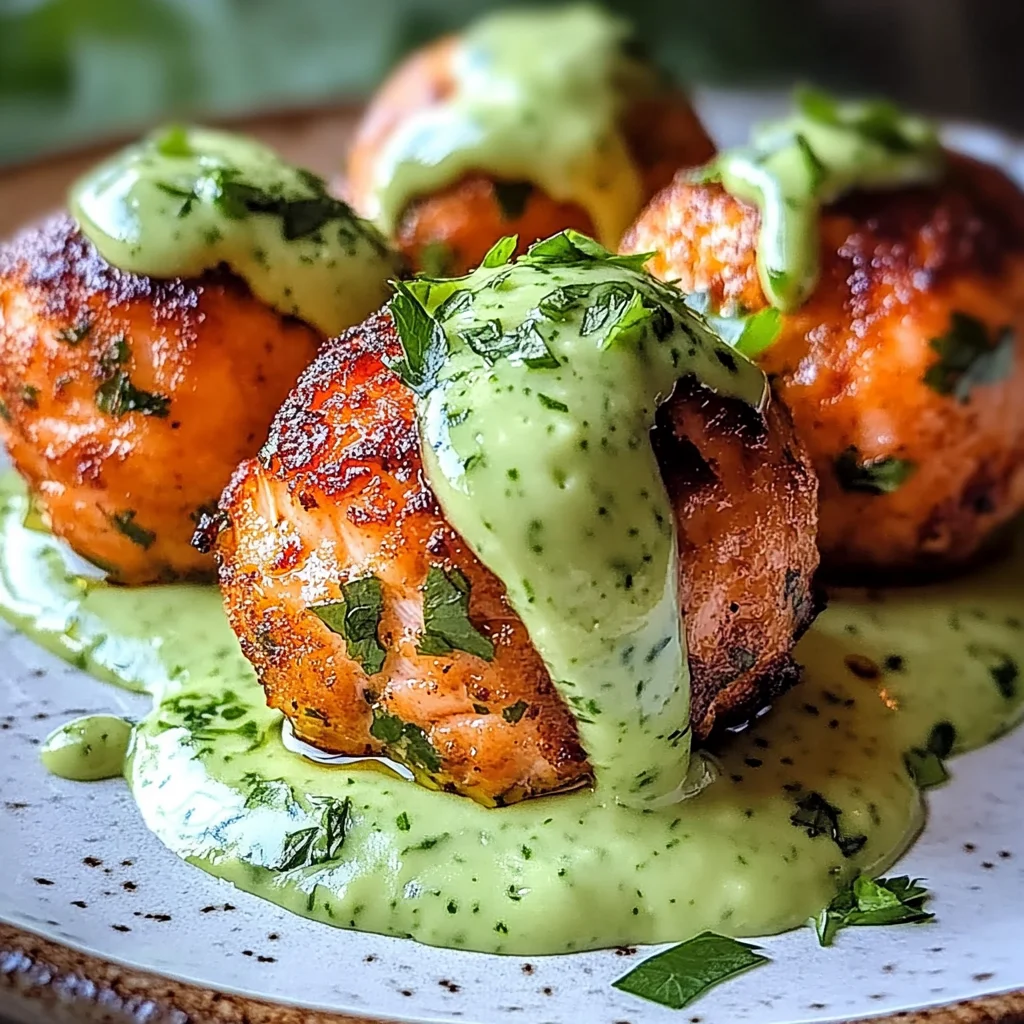 Salmon Balls with Creamy Avocado Sauce: Healthy Dinner Ideas