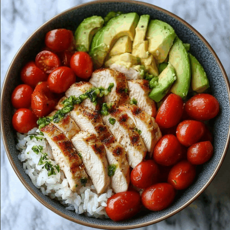 Chicken & Avocado Rice Bowl with Cherry Tomatoes