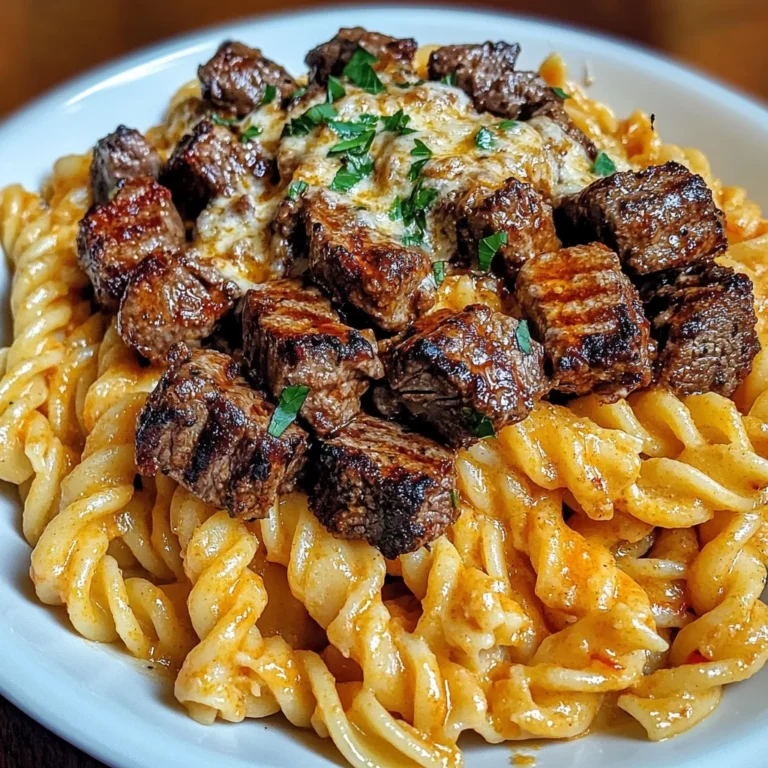 Cajun Steak Tips with Cheesy Parmesan Twisted Pasta