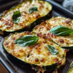 Cheesy Garlic Zucchini Steaks