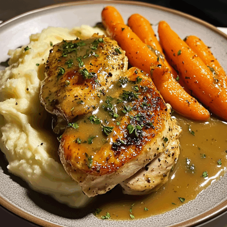 Creamy Herb Roasted Chicken with Mashed Potatoes and Honey-Glazed Carrots