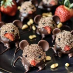 Halloween Dessert - Strawberry and Chocolate fudge mice