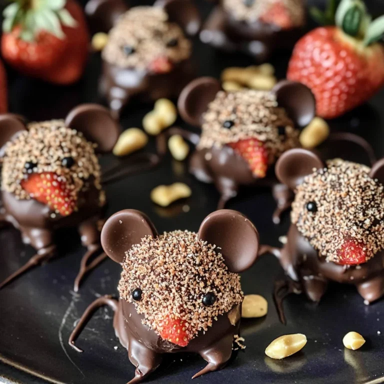 Halloween Dessert - Strawberry and Chocolate fudge mice