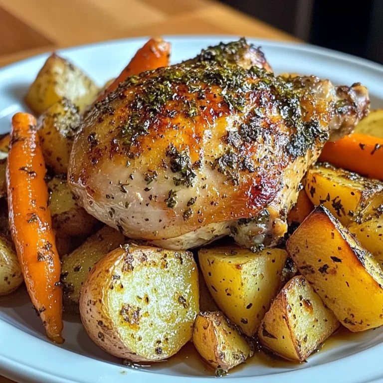 Herb-Roasted Chicken Thighs with Golden Potatoes & Sweet Carrots