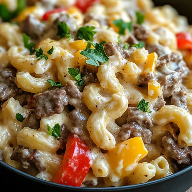 High-Protein Creamy Philly Cheesesteak Mac & Cheese