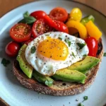 Poached Egg & Avocado Brunch Plate with Roasted Peppers