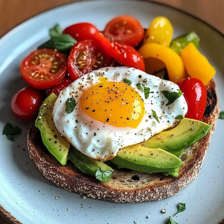 Poached Egg & Avocado Brunch Plate with Roasted Peppers