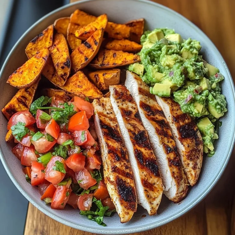 Power Bowl with Grilled Chicken, Sweet Potato Wedges & Avocado Salsa