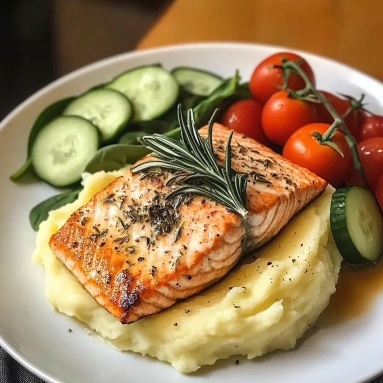 Rosemary Salmon with Mashed Potatoes & Fresh Garden Salad