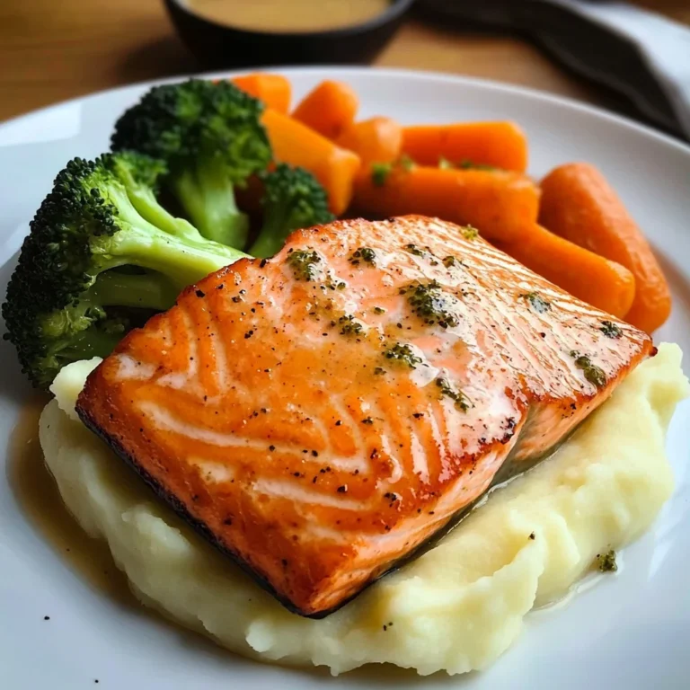 Salmon with Mashed Potatoes and Vegetables