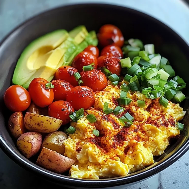 Savory Breakfast Bowl with Scrambled Eggs, Avocado & Baby Potatoes