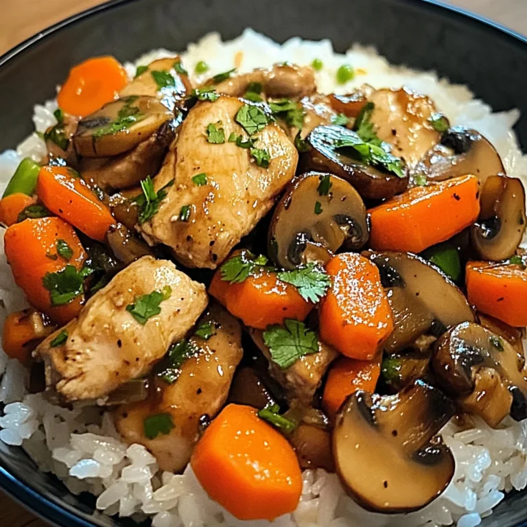 Savory Chicken Stir-Fry with Mushrooms, Carrots & Rice