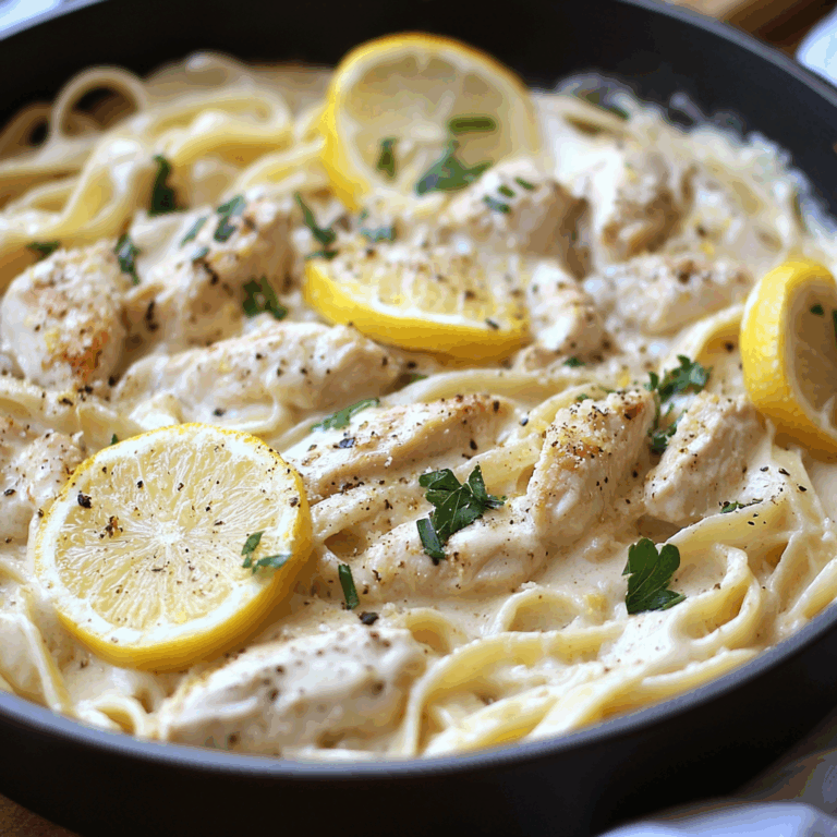 Creamy Lemon-Garlic Chicken Turkey Bacon Fettuccine