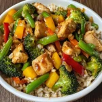Colorful Chicken & Veggie Stir-Fry with Rice