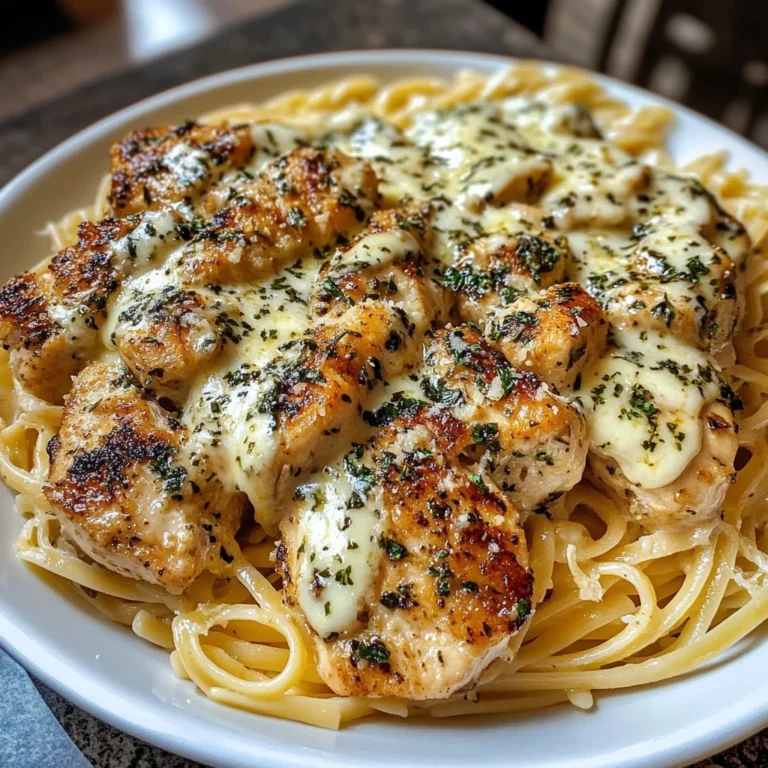 Creamy Garlic Parmesan Chicken with Cheesy Linguine Pasta
