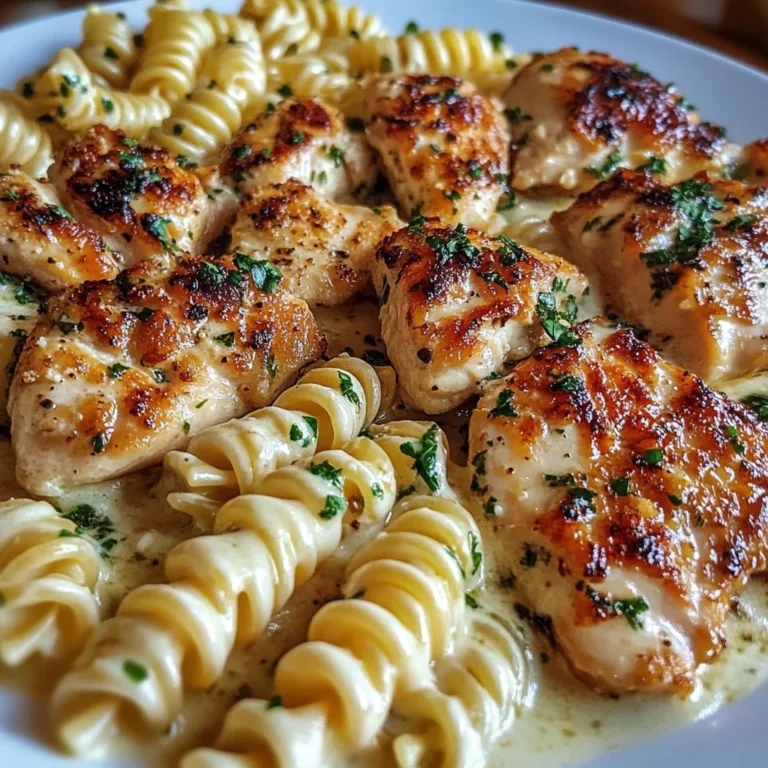 Creamy Parmesan Chicken with Twisted Pasta and Garlic Sauce