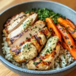 Grilled Chicken Bowl with Herbed Rice, Glazed Carrots & Creamy Sauce