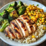 Grilled Chicken with Veggie Rice & Roasted Broccoli-Cauliflower