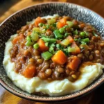 Lentil Stew Over Mashed Potatoes