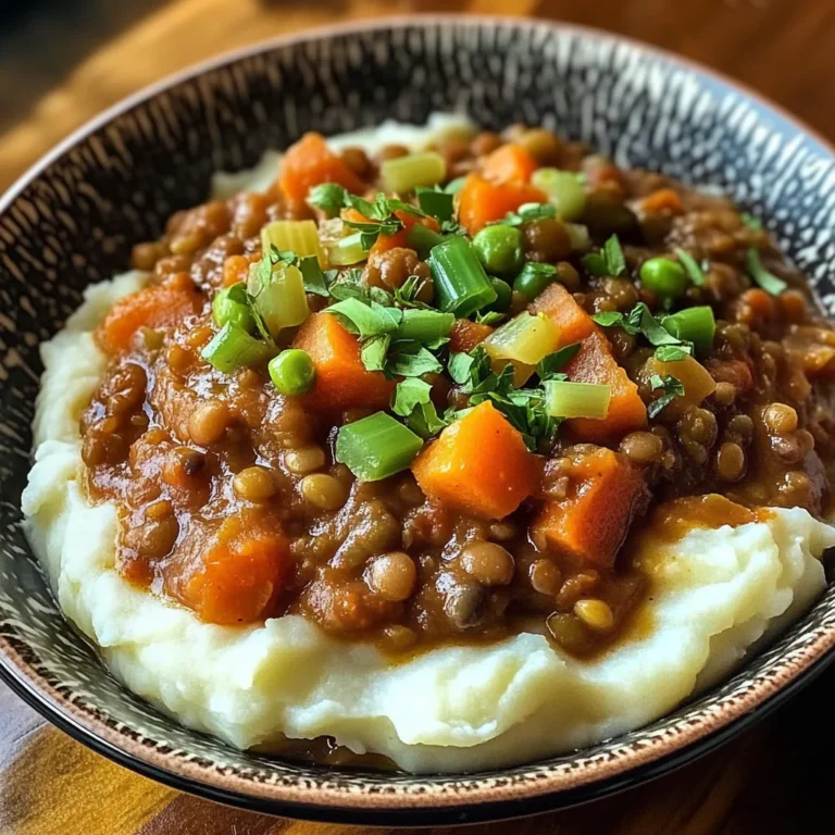 Lentil Stew Over Mashed Potatoes