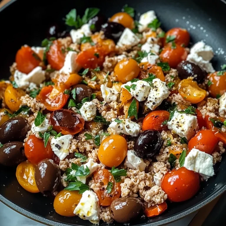 Mediterranean Keto Ground Chicken Skillet with Olives and Feta