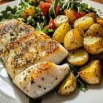 Pan-Seared White Fish with Herbed Baby Potatoes & Garden Salad