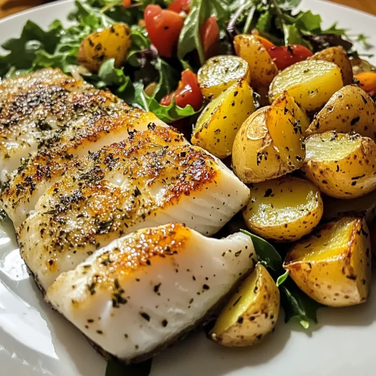 Pan-Seared White Fish with Herbed Baby Potatoes & Garden Salad