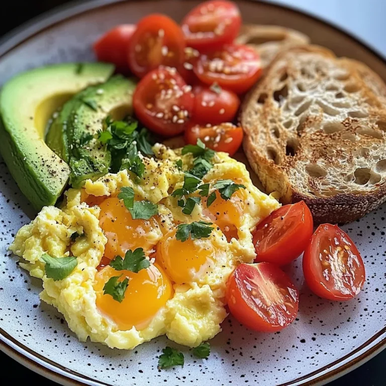 Scrambled Egg & Avocado Plate with Tomato Salad & Sauerkraut