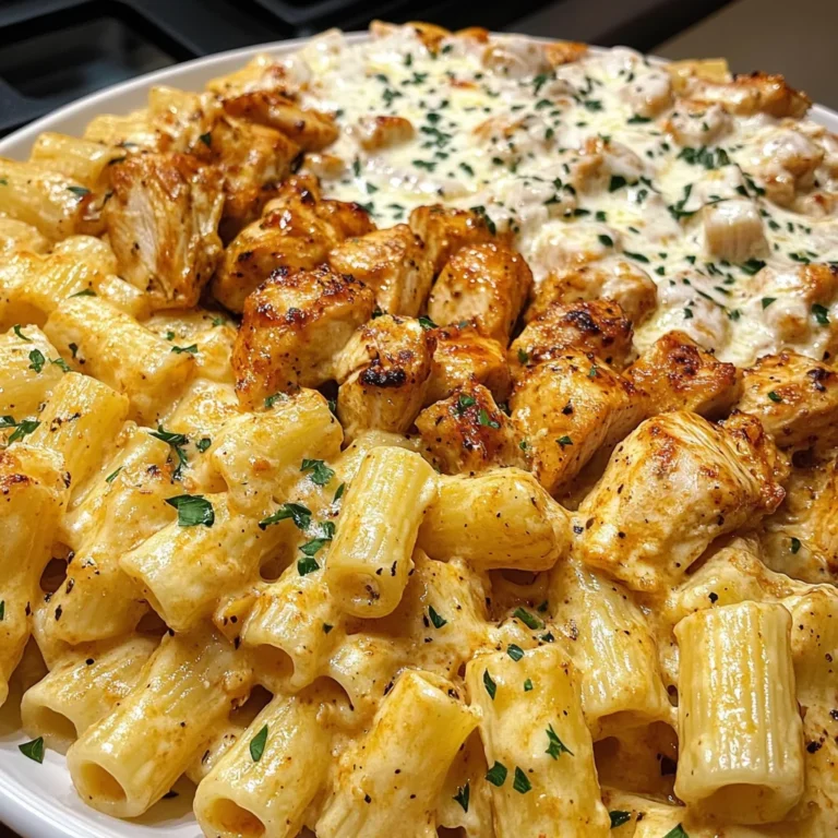 Creamy Cajun Garlic Butter Chicken Rigatoni with Mozzarella & Parmesan