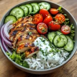 Grilled Chicken & Rice Veggie Bowl with Herb Yogurt