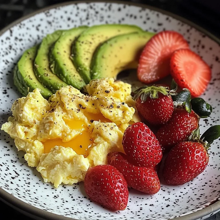 Scrambled Eggs with Avocado & Strawberries